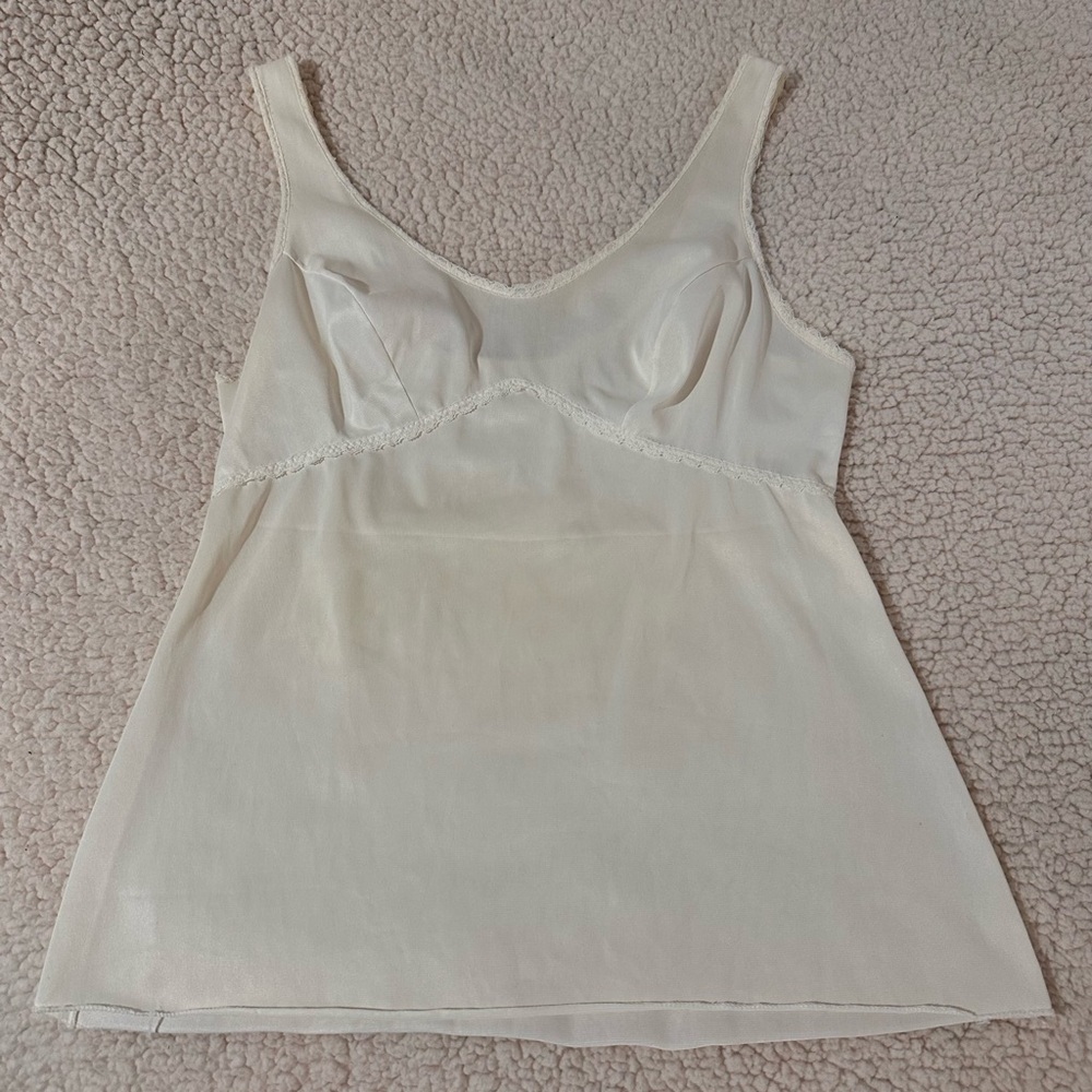 Vintage Sears The Doesn’t Slip Nylon No Cling Elegant Cream Camisole Tank Top 34
